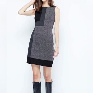 White House Black Market One Shoulder Black and Gray Dress